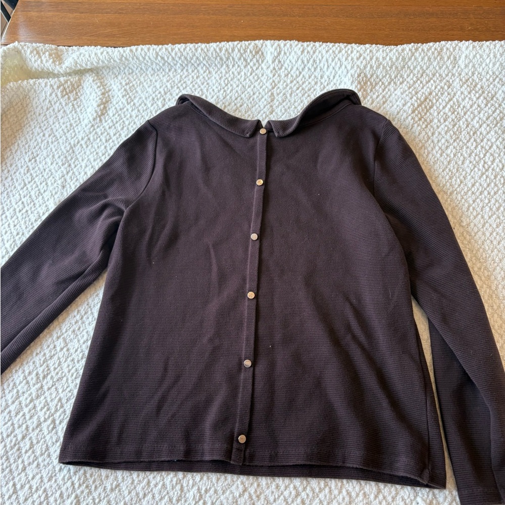 Talbots Chocolate Brown Ribbed Top - Picture 3 of 3
